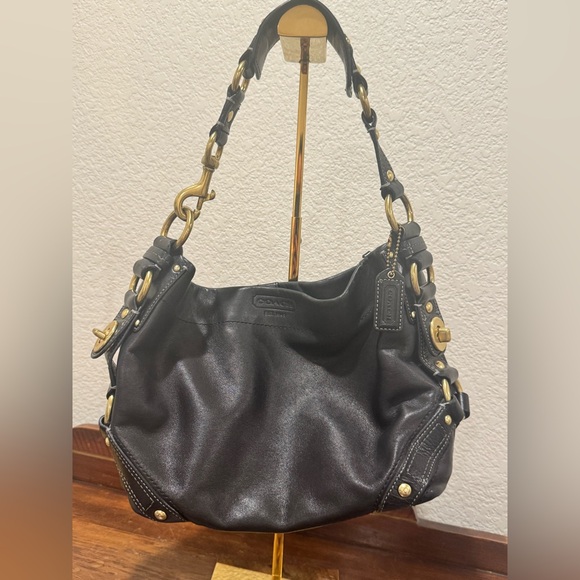 Coach Vintage Carly Hobo Black Nappa Leather Large Shoulder Bag Purse - Picture 3 of 8